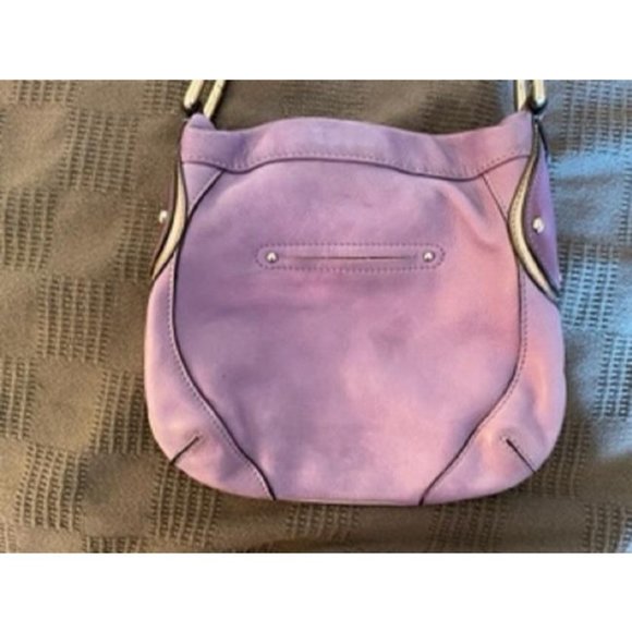 *B Makowsky Shoulder Bag Purple Leather Satchel - Picture 2 of 12